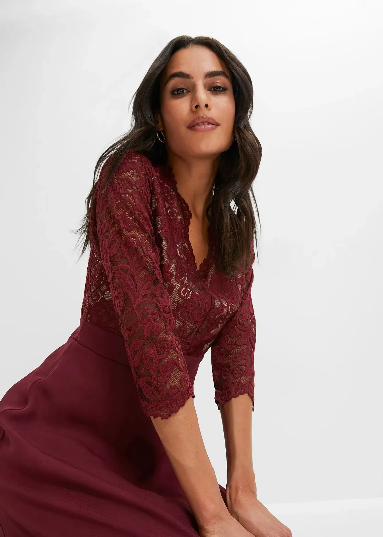 Femme bonprix Mode Festive|Robes|Robe en voile et dentelle