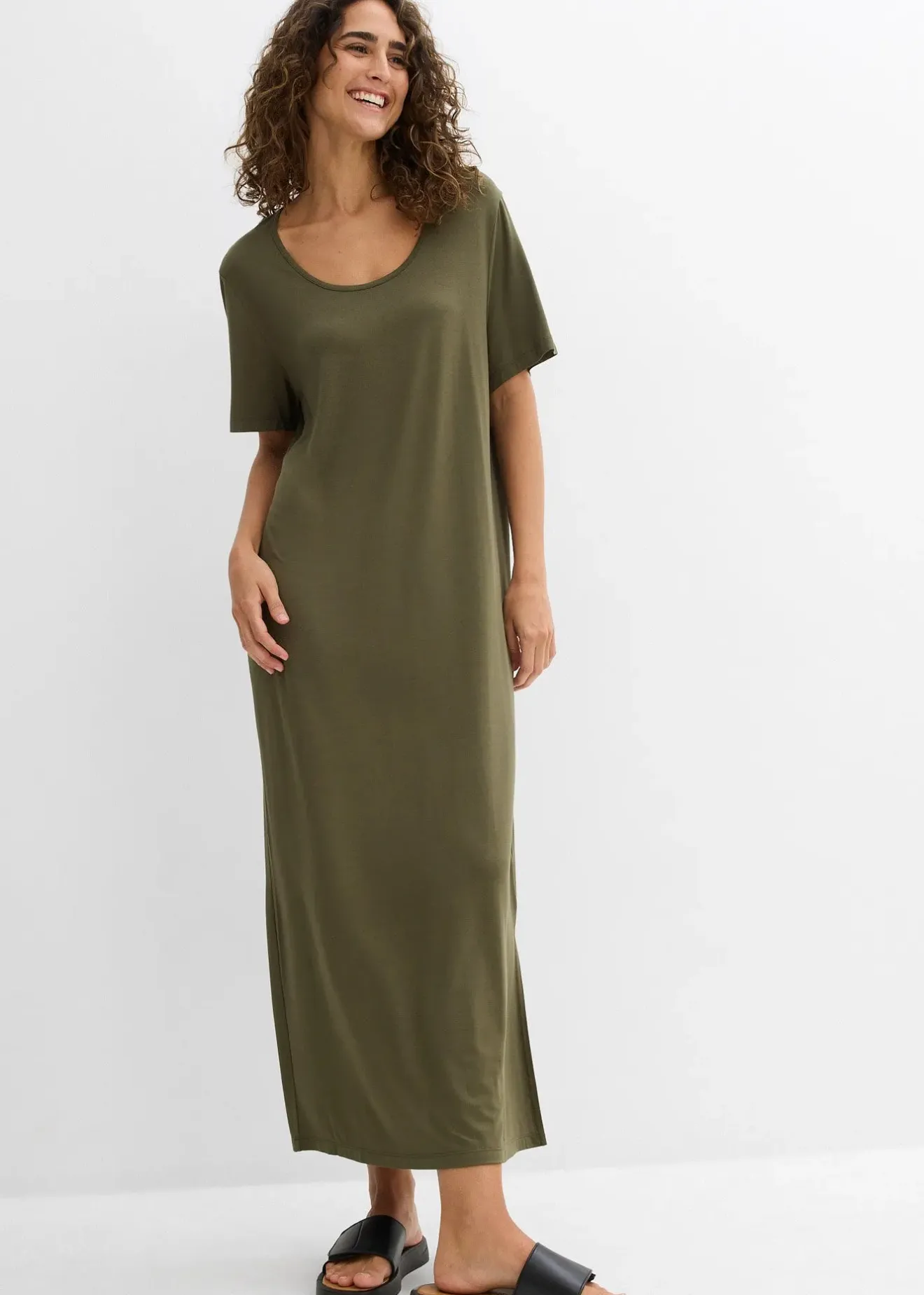 bonprix Robe fluide en jersey viscose extensible|Femme Robes