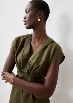 bonprix Robe fourreau, 100% lin|Femme Premium