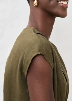 bonprix Robe fourreau, 100% lin|Femme Premium