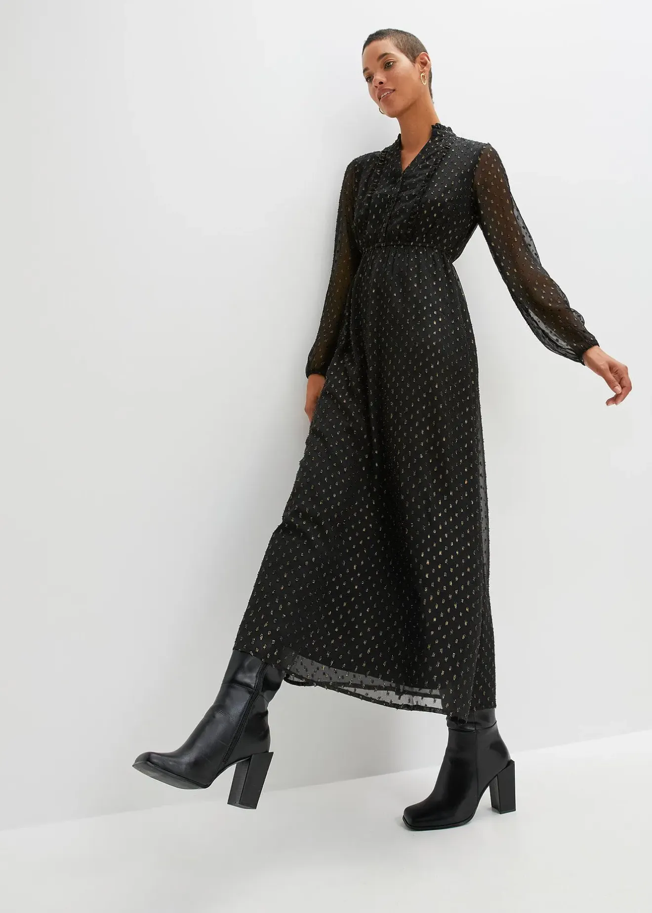 Femme bonprix Robes|Robe longue à effet brillant