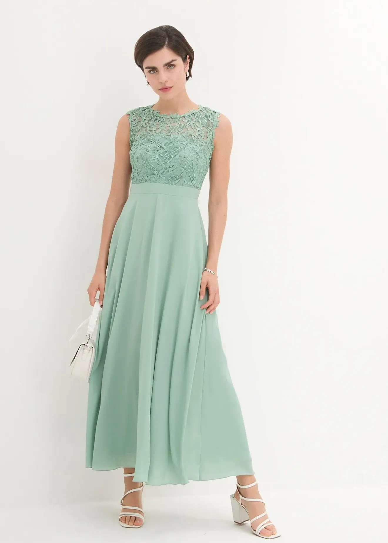 bonprix Robe longue avec dentelle|Femme Mode Festive|Robes