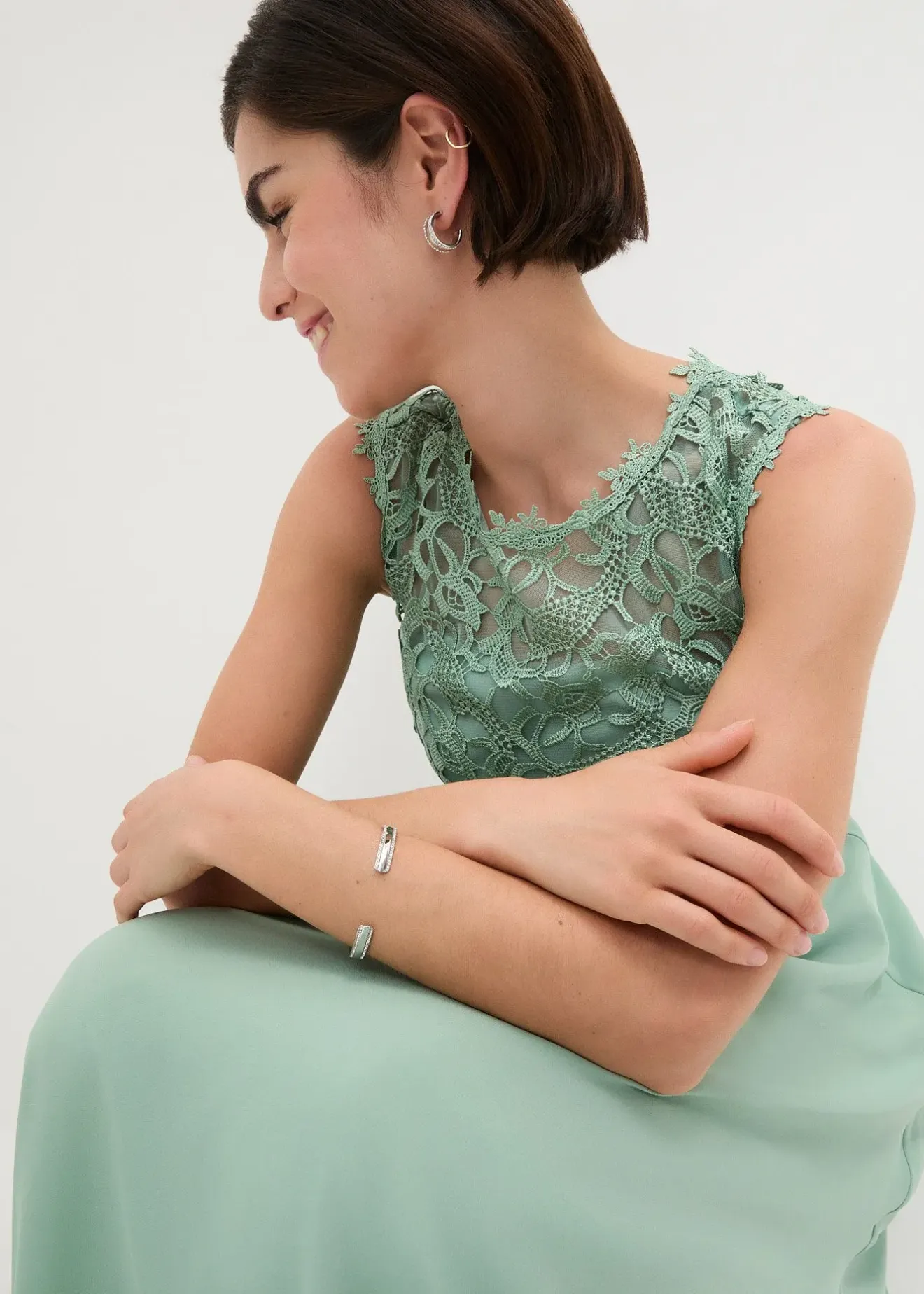 bonprix Robe longue avec dentelle|Femme Mode Festive|Robes