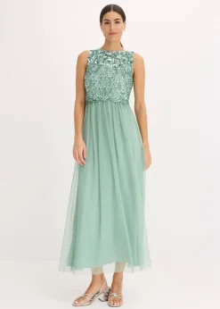 Femme bonprix Mode Festive|Robes|Robe longue avec haut brodé de sequins