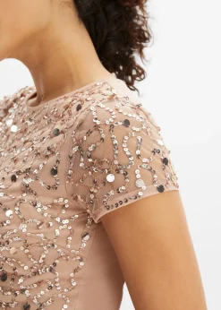 bonprix Robe longue brodée de sequins|Femme Tailles Petite|Mode Festive