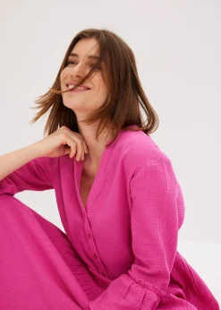 bonprix Robe longue en gaze de coton douce|Femme Robes|Tailles Petite