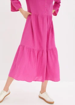 bonprix Robe longue en gaze de coton douce|Femme Robes|Tailles Petite