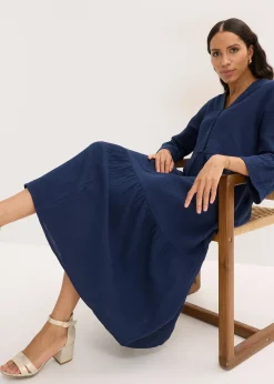 Femme bonprix Tailles Petite|Robe longue en gaze de coton douce