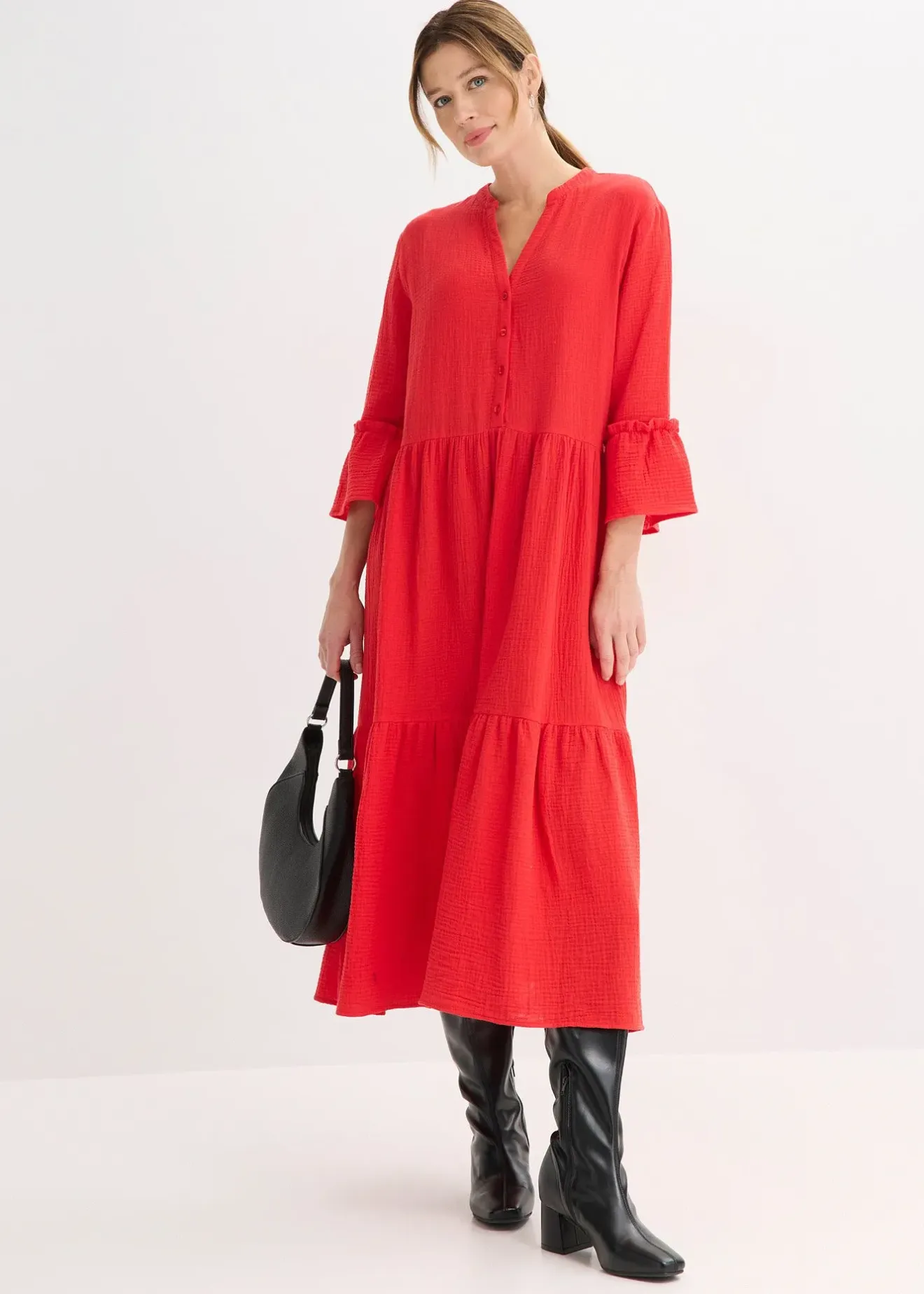 Femme bonprix Tailles Petite|Robe longue en gaze de coton douce