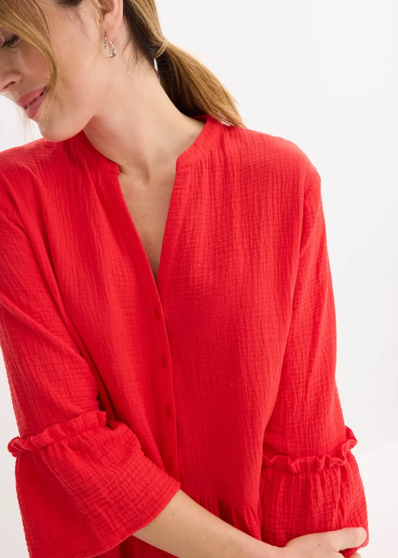 Femme bonprix Tailles Petite|Robe longue en gaze de coton douce