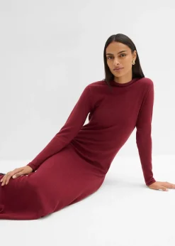 Femme bonprix Robes|Robe longue en maille fine avec cachemire