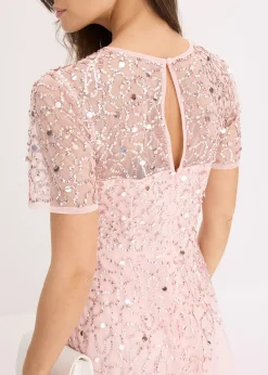 bonprix Robe longue en tulle avec sequins brodés|Femme Tailles Petite|Mode Festive