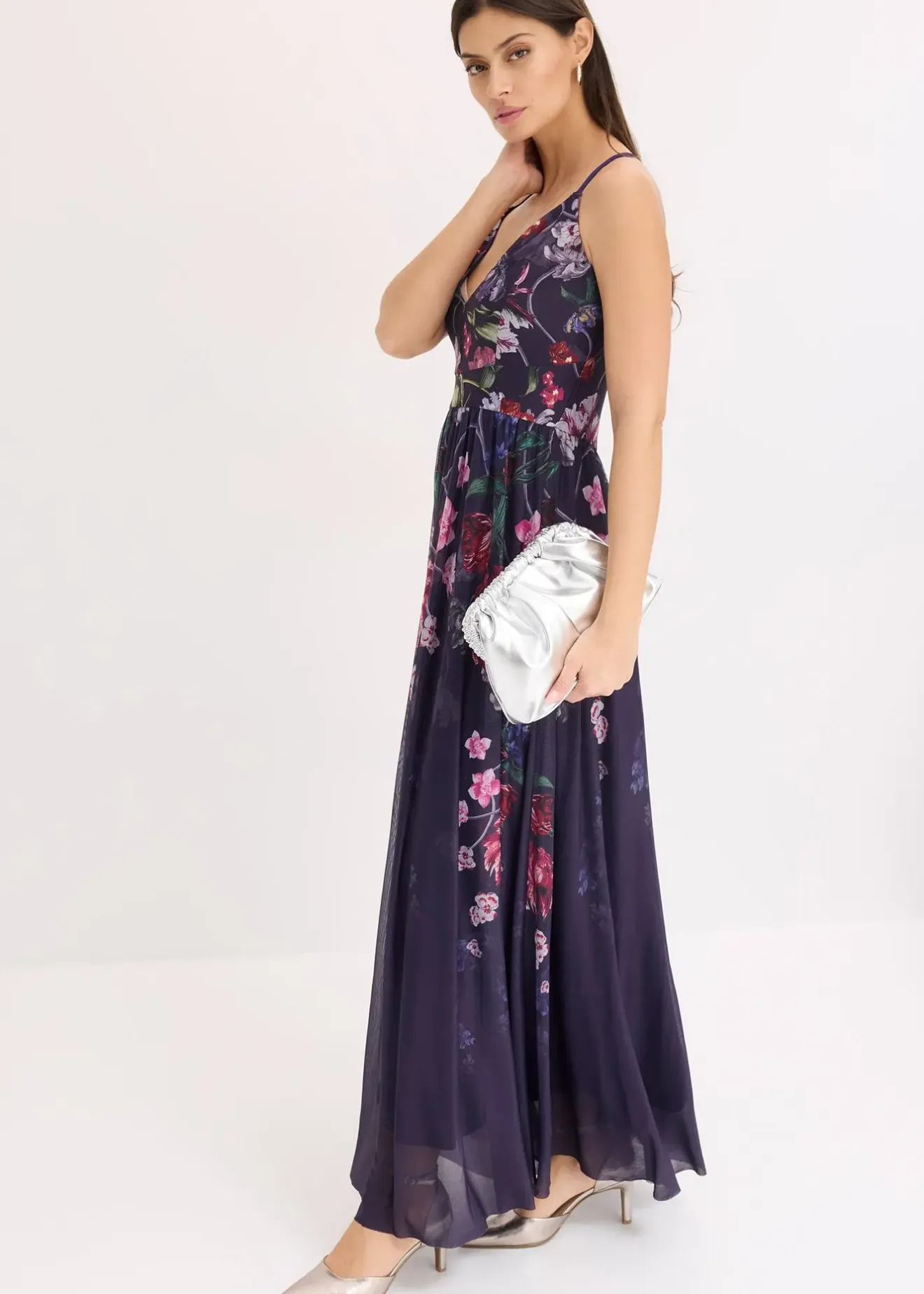 bonprix Robe longue en tulle délicat avec bretelles|Femme Mode Festive|Robes