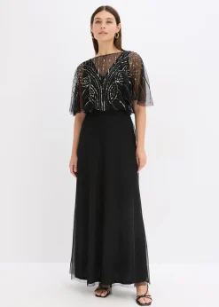 Femme bonprix Mode Festive|Robes|Robe longue en tulle fin avec sequins brodés