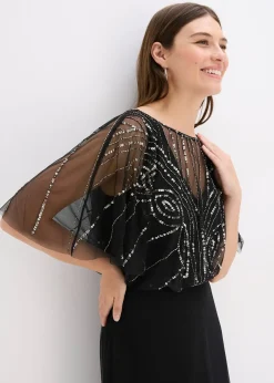 Femme bonprix Mode Festive|Robes|Robe longue en tulle fin avec sequins brodés