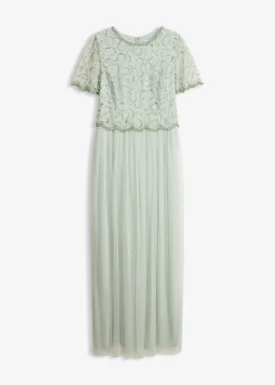 Femme bonprix Mode Festive|Robes|Robe longue en tulle fin avec sequins brodés