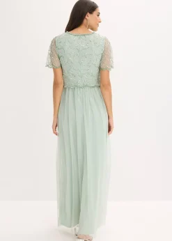 Femme bonprix Mode Festive|Robes|Robe longue en tulle fin avec sequins brodés