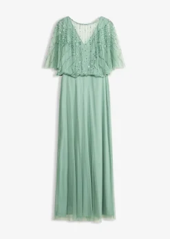 bonprix Robe longue en tulle fin avec sequins brodés|Femme Mode Festive|Robes