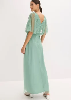 bonprix Robe longue en tulle fin avec sequins brodés|Femme Mode Festive|Robes