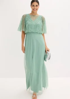 bonprix Robe longue en tulle fin avec sequins brodés|Femme Mode Festive|Robes