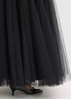 bonprix Robe longue en tulle fin avec sequins brodés|Femme Mode Festive|Robes