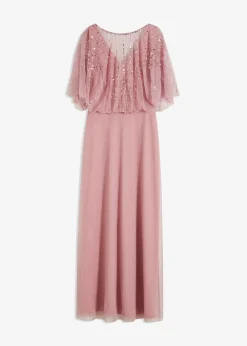 bonprix Robe longue en tulle fin avec sequins brodés|Femme Mode Festive|Robes