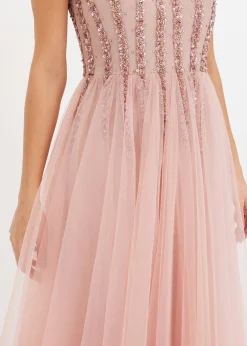 Femme bonprix Mode Festive|Robes|Robe longue en tulle fin avec sequins brodés