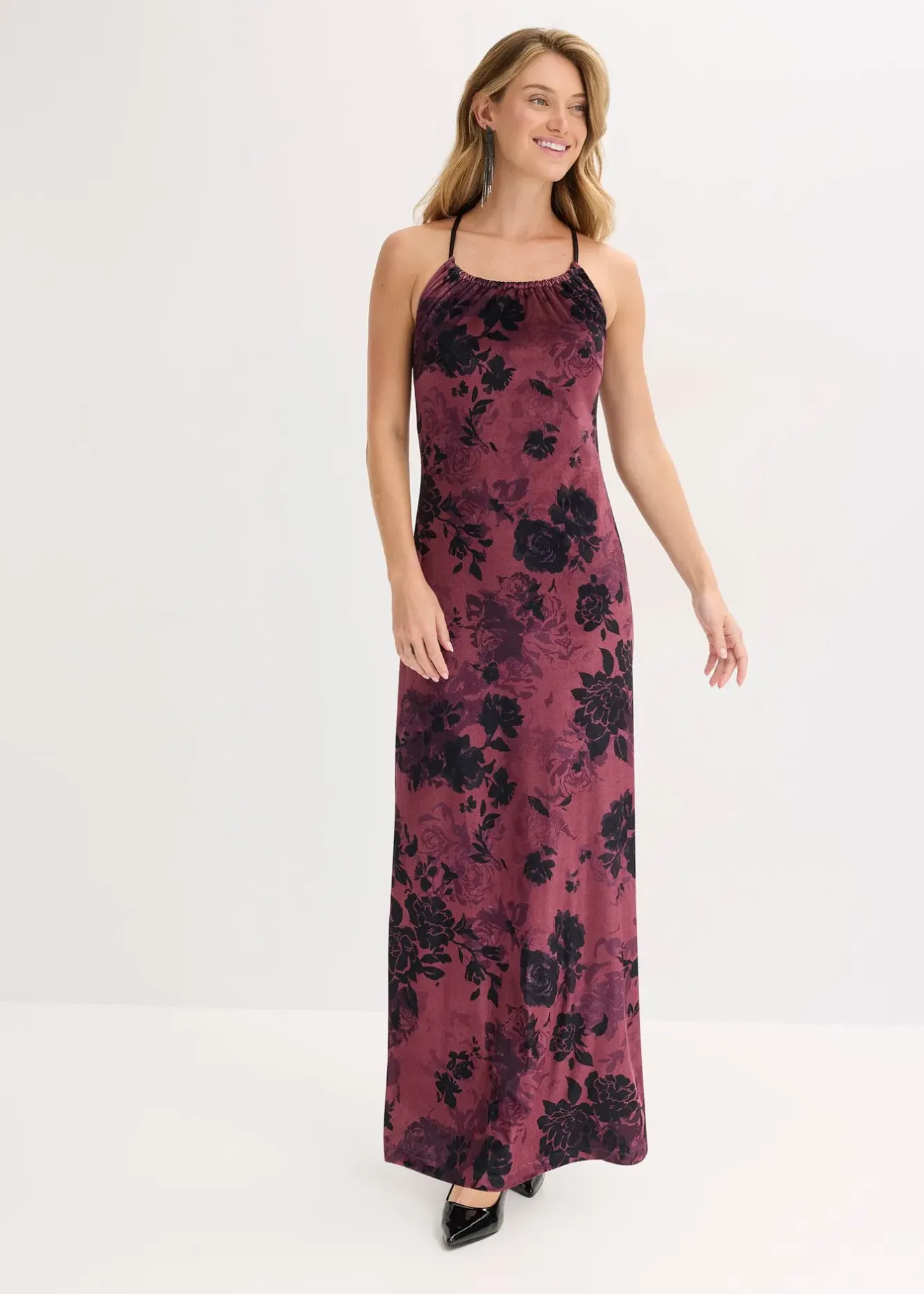 bonprix Robe longue en velours brillant|Femme Mode Festive