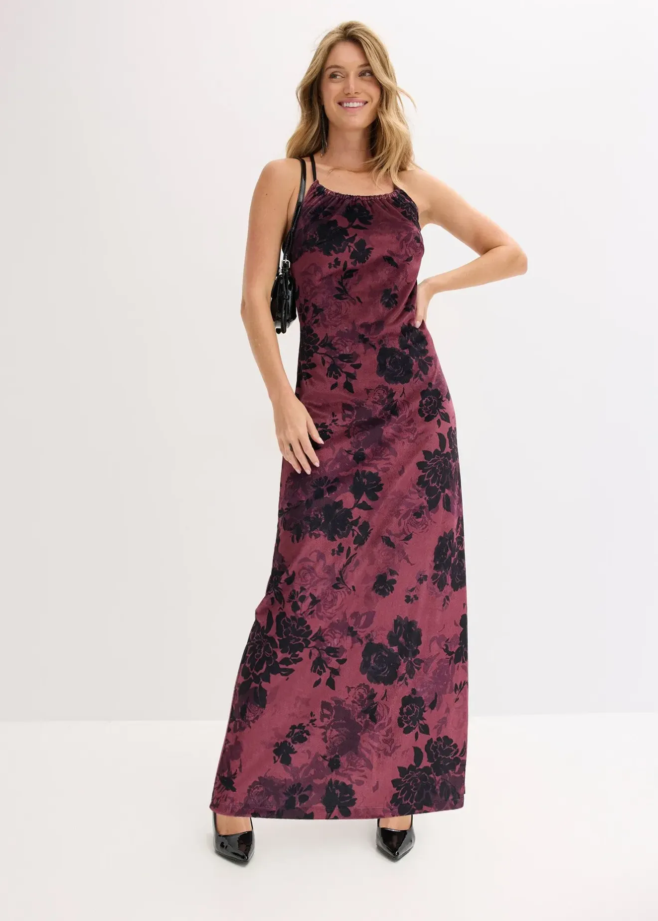 bonprix Robe longue en velours brillant|Femme Mode Festive
