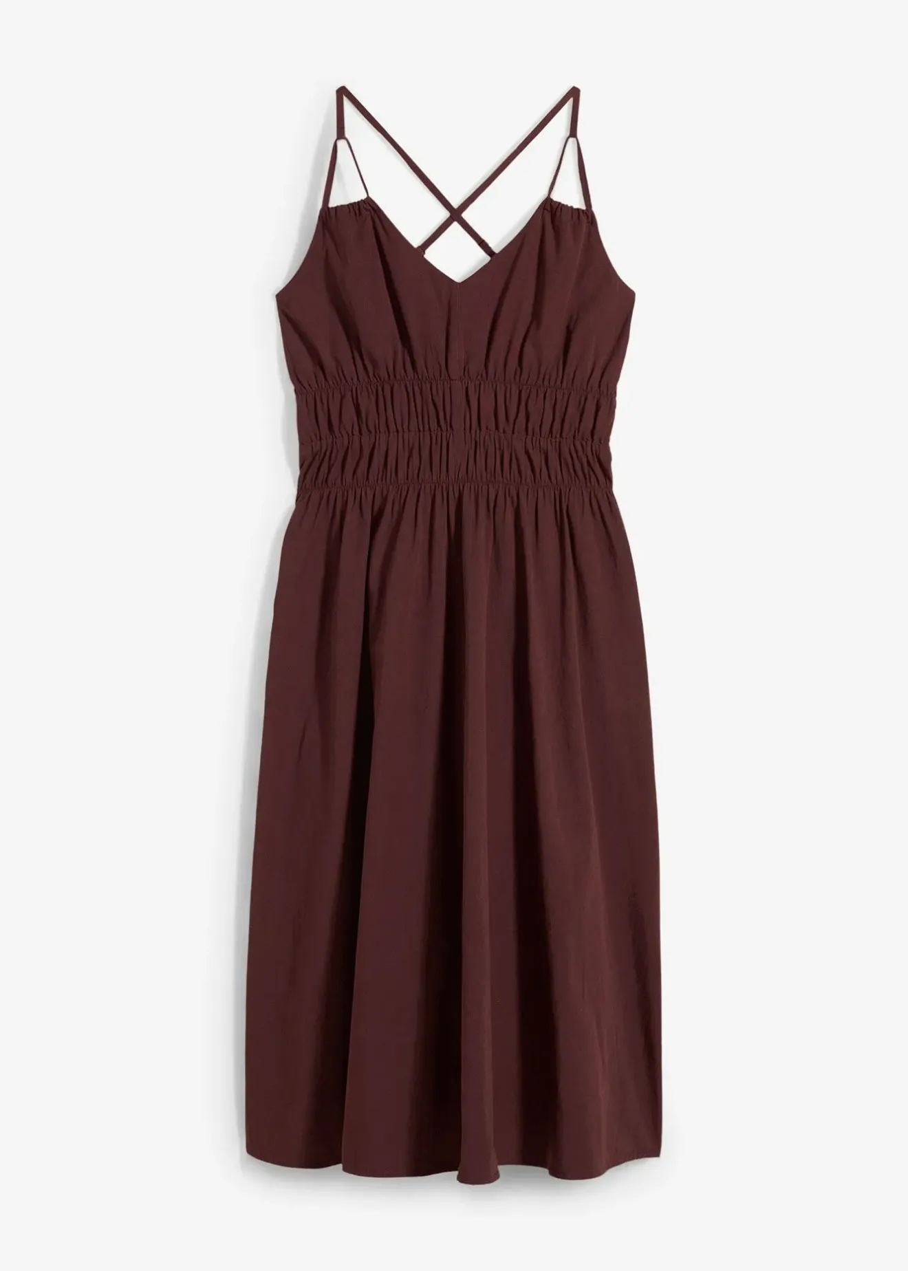 Femme bonprix Robes|Robe midi 100% coton à fines bretelles