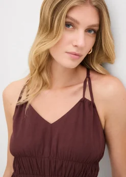 Femme bonprix Robes|Robe midi 100% coton à fines bretelles