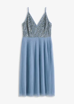 bonprix Robe midi à jupe plissée et sequins brodés|Femme Mode Festive|Robes