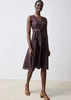 bonprix Robe midi 100% lin|Femme Premium