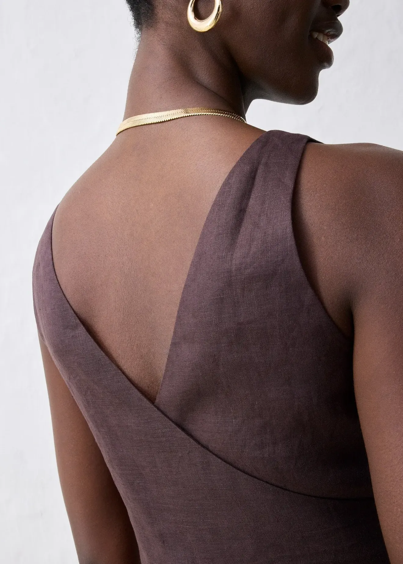 bonprix Robe midi 100% lin|Femme Premium