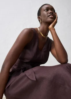 bonprix Robe midi 100% lin|Femme Premium