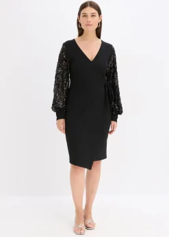 Femme bonprix Mode Festive|Robes|Robe midi à sequins brodés sur les manches
