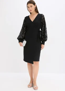Femme bonprix Mode Festive|Robes|Robe midi à sequins brodés sur les manches