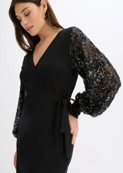 Femme bonprix Mode Festive|Robes|Robe midi à sequins brodés sur les manches