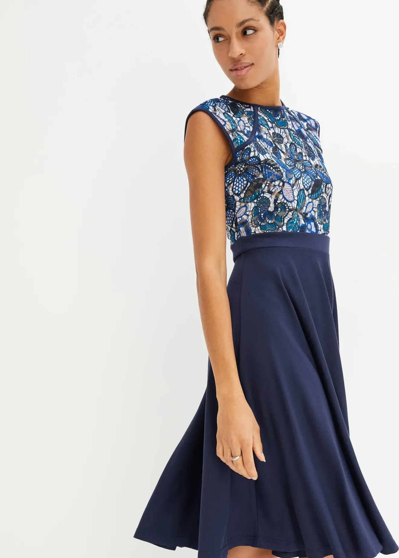 Femme bonprix Mode Festive|Robes|Robe midi avec dentelle