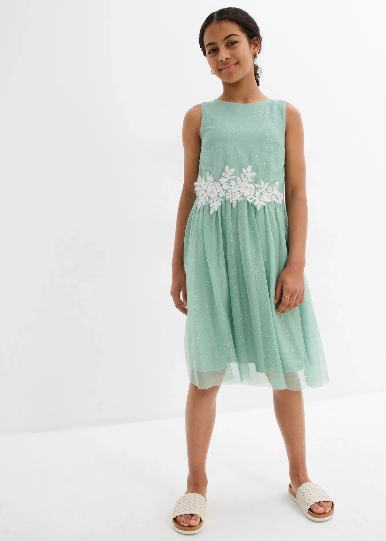 Enfant bonprix Vêtements Enfant|Filles 9-16 Ans·Robes & Combinaisons|Robe midi avec empiècement dentelle