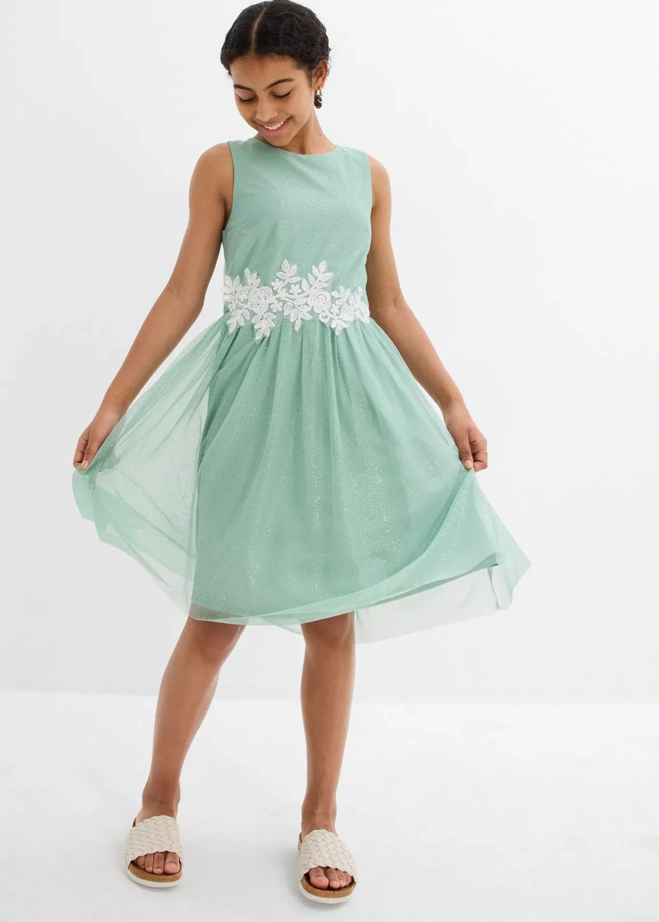 Enfant bonprix Vêtements Enfant|Filles 9-16 Ans·Robes & Combinaisons|Robe midi avec empiècement dentelle