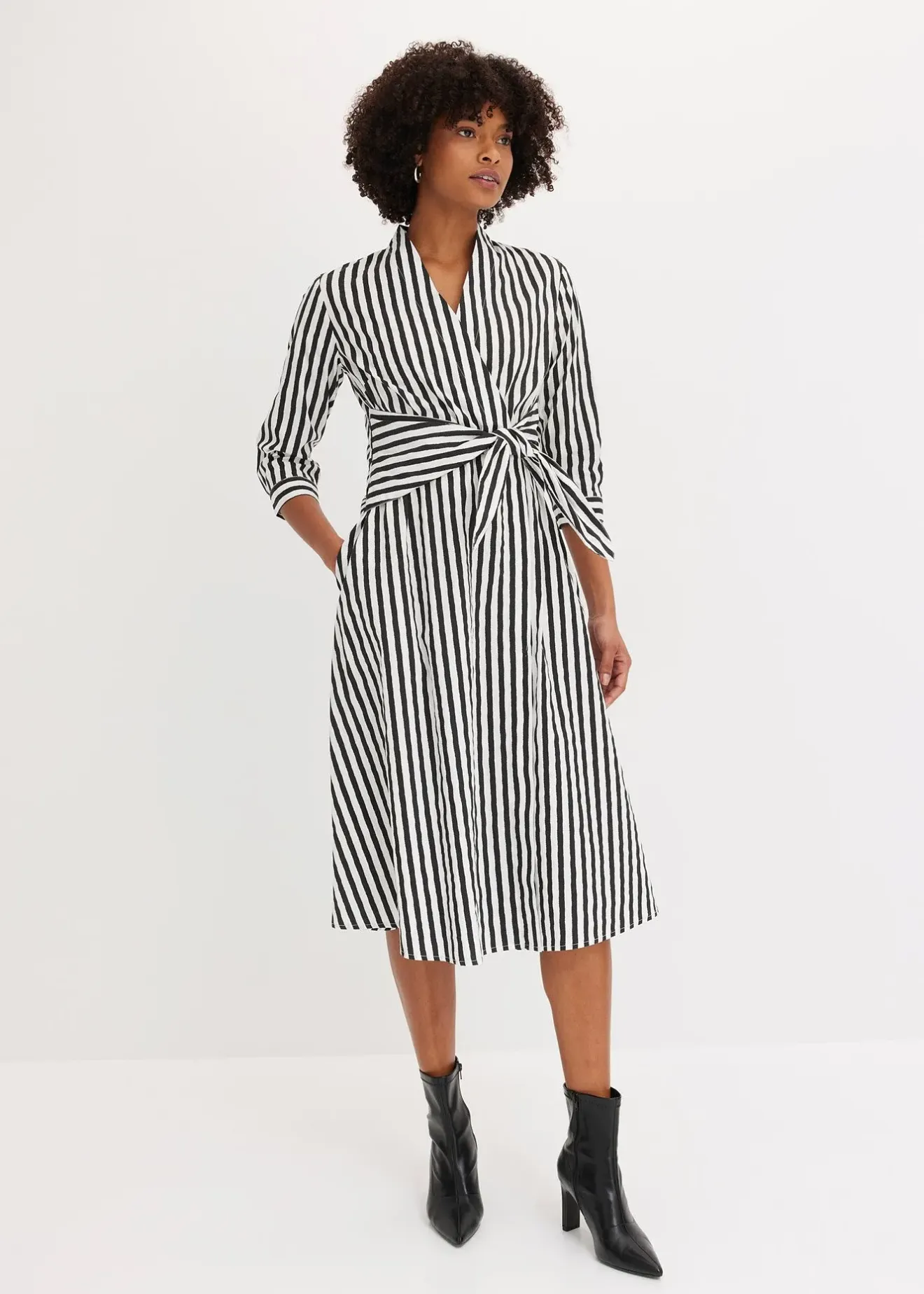 Femme bonprix Robes|Robe midi avec lien à nouer