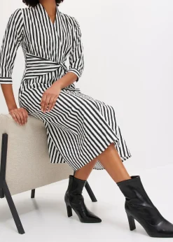 Femme bonprix Robes|Robe midi avec lien à nouer