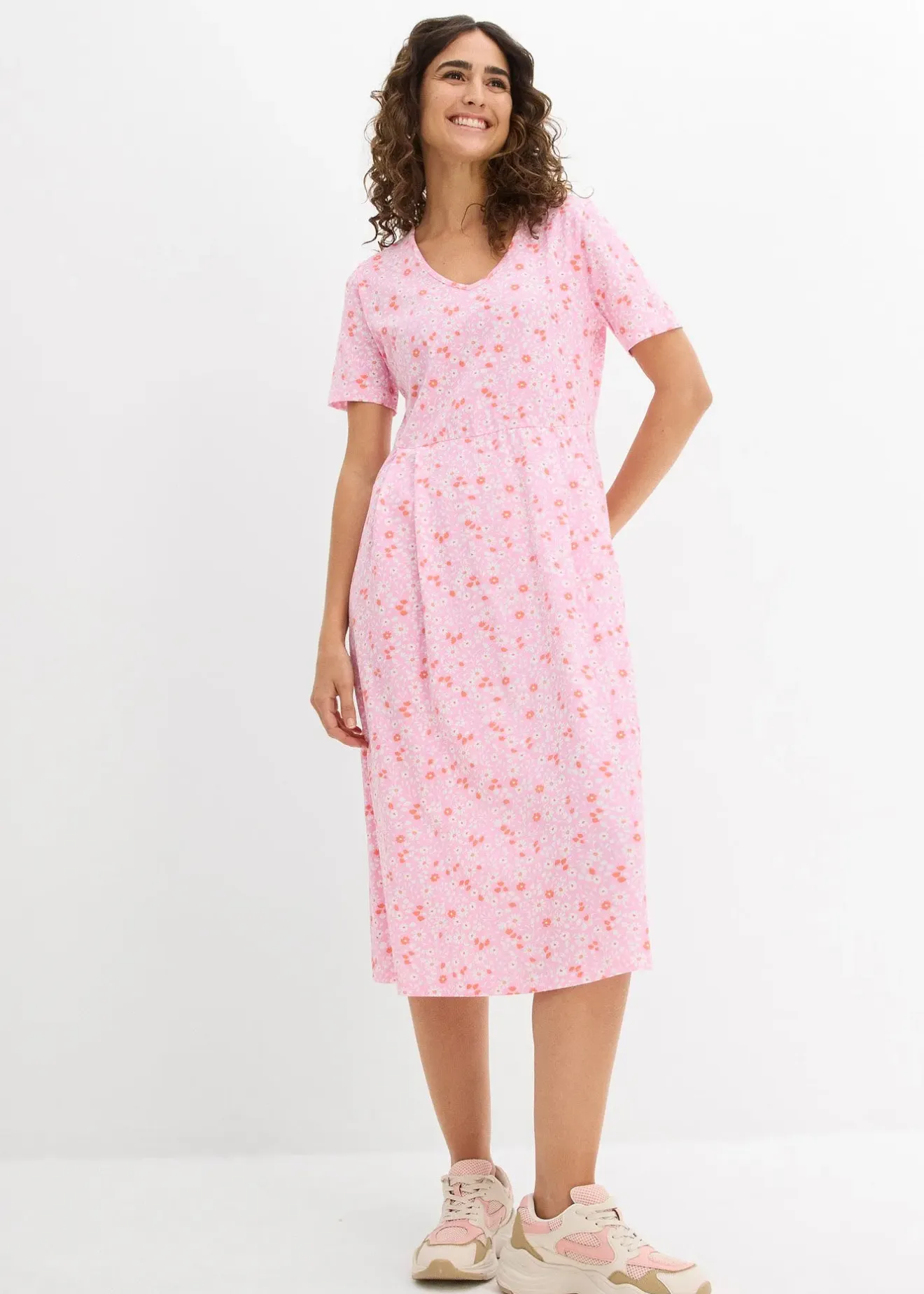 Femme bonprix Robes|Robe midi en jersey coton