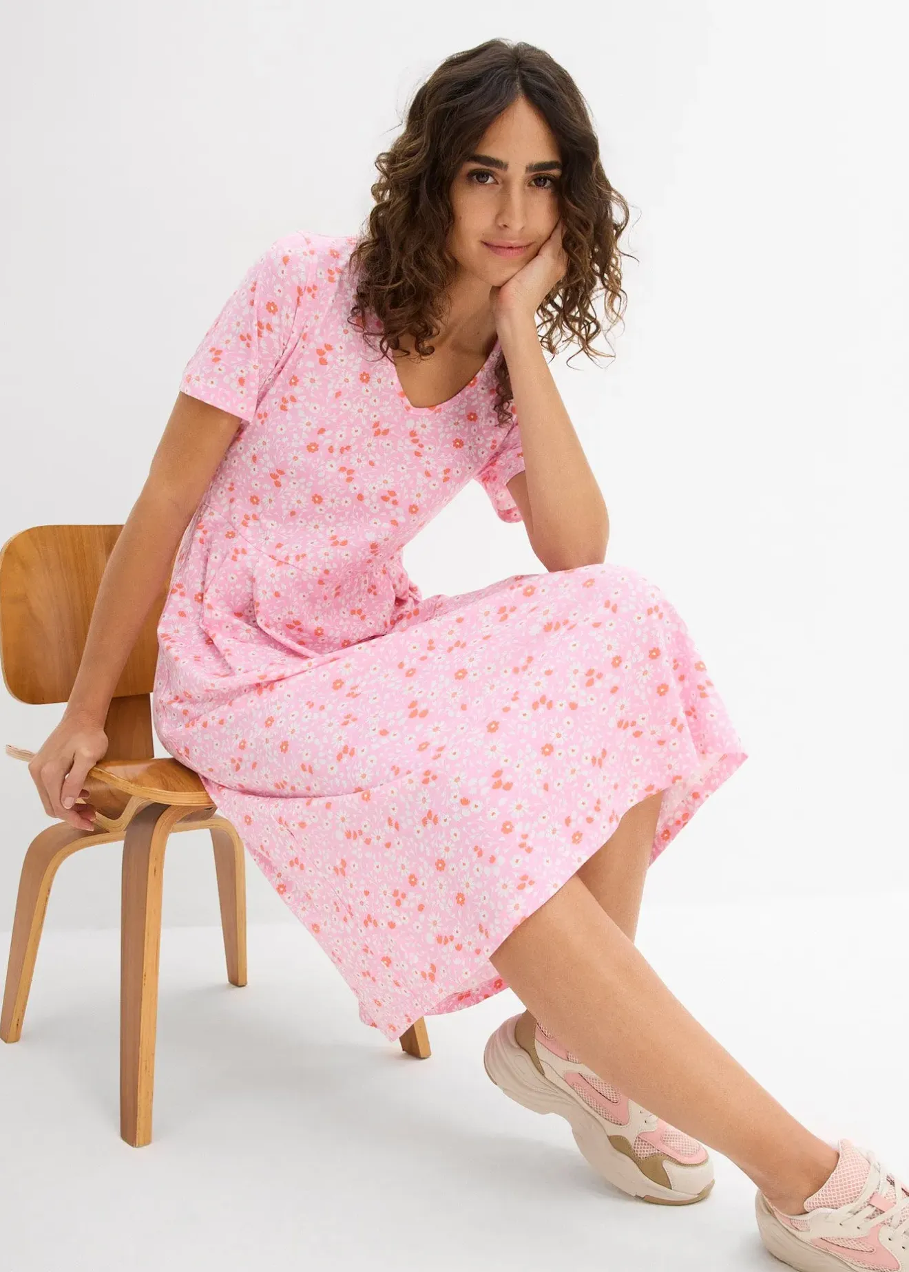 Femme bonprix Robes|Robe midi en jersey coton