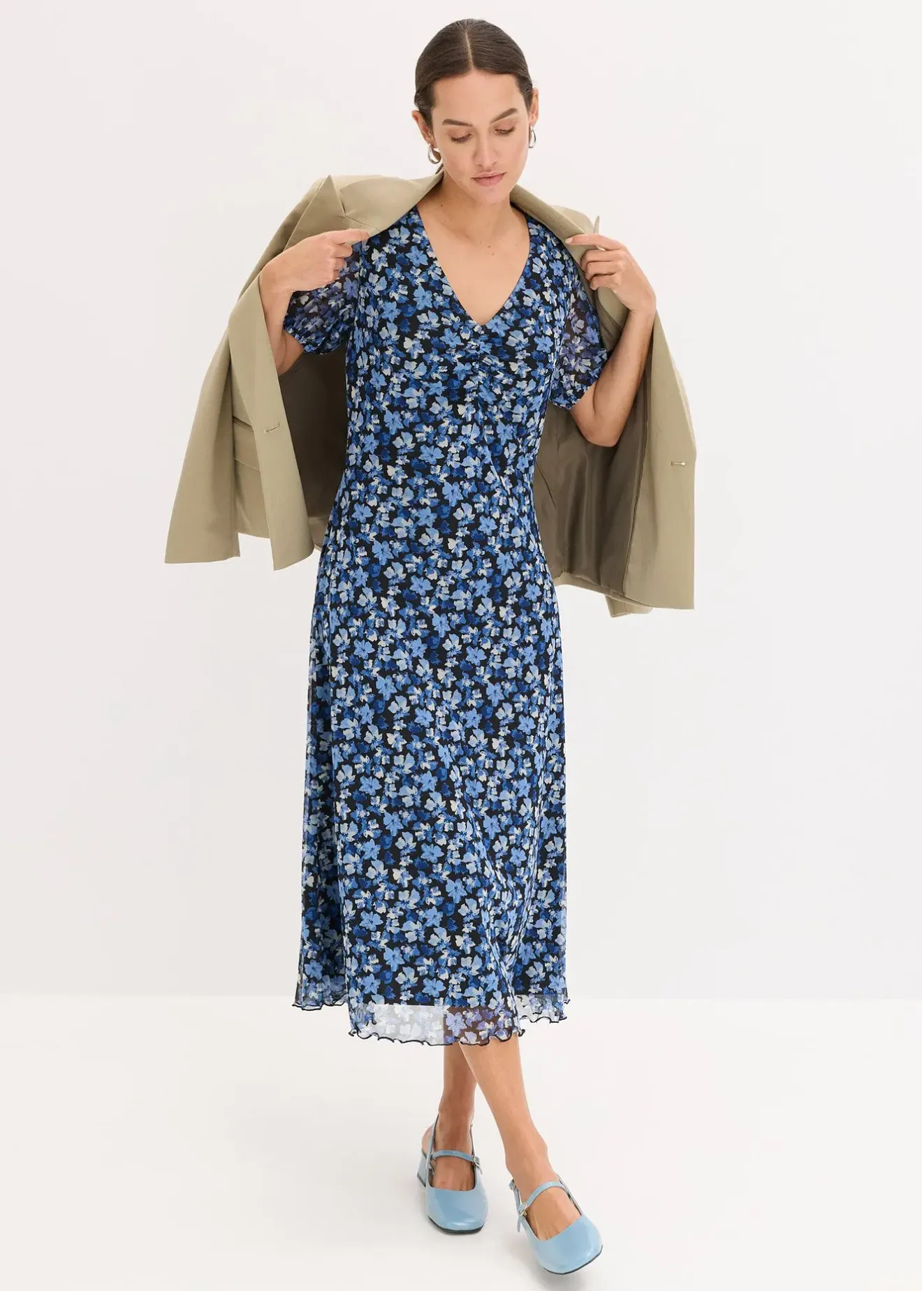 Femme bonprix Robes|Robe midi en mesh imprimé