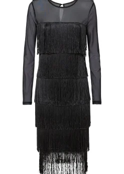 bonprix Robe midi en mesh léger à franges|Femme Tailles Petite|Robes