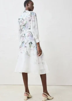 Femme bonprix Premium|Robe midi en ramie avec ceinture (ens. 2 pces)