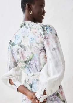 Femme bonprix Premium|Robe midi en ramie avec ceinture (ens. 2 pces)