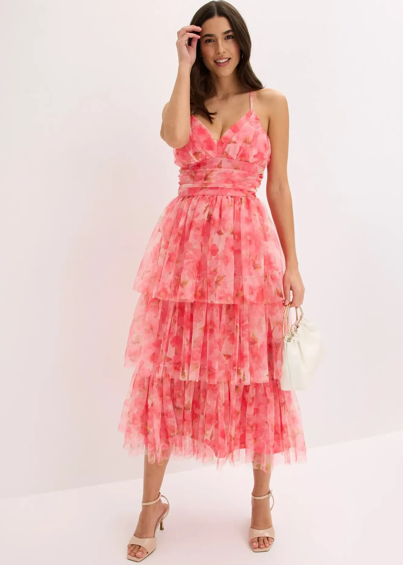 Femme bonprix Mode Festive|Robe midi en tulle fin à volants